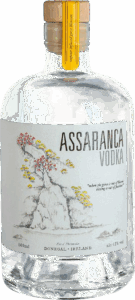 Assaranca Vodka bottle with botanical tree illustration on label