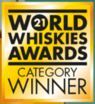 A square gold and black award badge for the World Whiskies Awards 2021. The graphic features the text "World Whiskies Awards" in bold black letters at the top, followed by "Category Winner" in a slightly smaller font below.